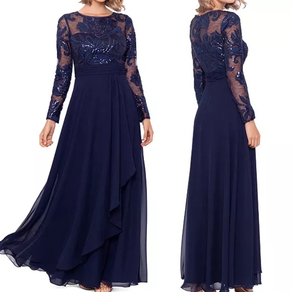 XSCAPE
shimmer Embroidered-bodice navy blue Dress Gown size 8 or 10 or 12 - Picture 4 of 15